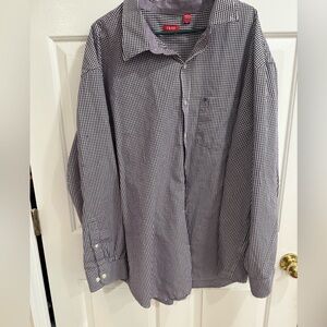 Men’s Big and Tall Izod Purple Casual Button Down Shirt - 4XL